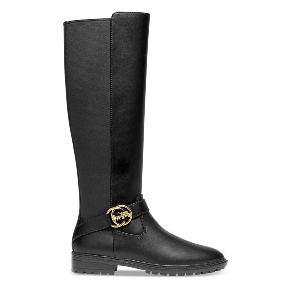 Coach Womens Farrah Logo Buckle Leather Boots 10 B Black - NIB $275 - Picture 2 of 7